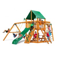 Patio Wooden Climbing Frame Swing Set with Plastic Accessories