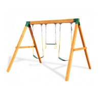 Outdoor Playground Wooden Climbing Frame Swing Set with Plastic Accessories