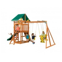 Outdoor Patio Wooden Climbing Frame Play Set with Swing Seats