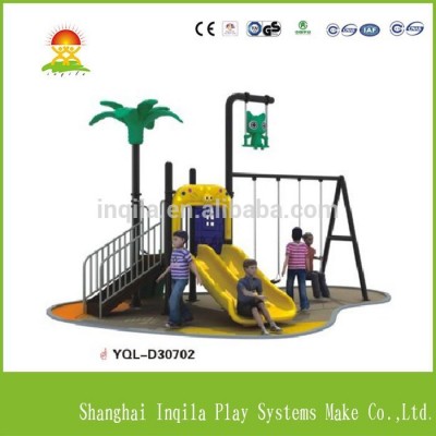 Outdoor children plastic slide and swing set